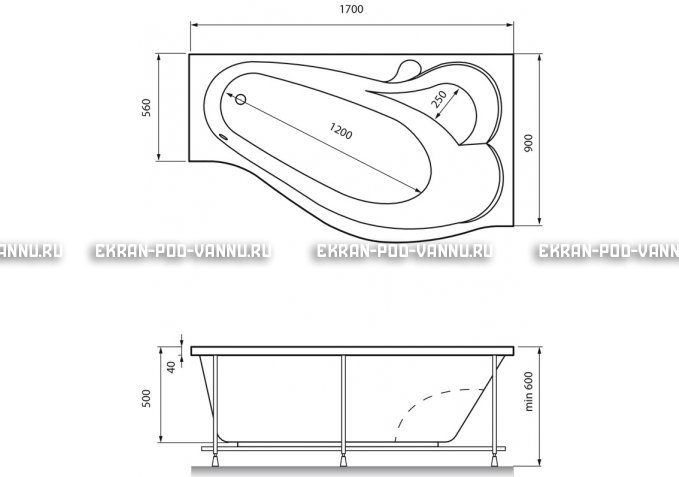 Акриловая ванна Relisan Isabella 170x90x60 – купить по цене 24130 руб. в интернет-магазине в городе Кемерово картинка 4