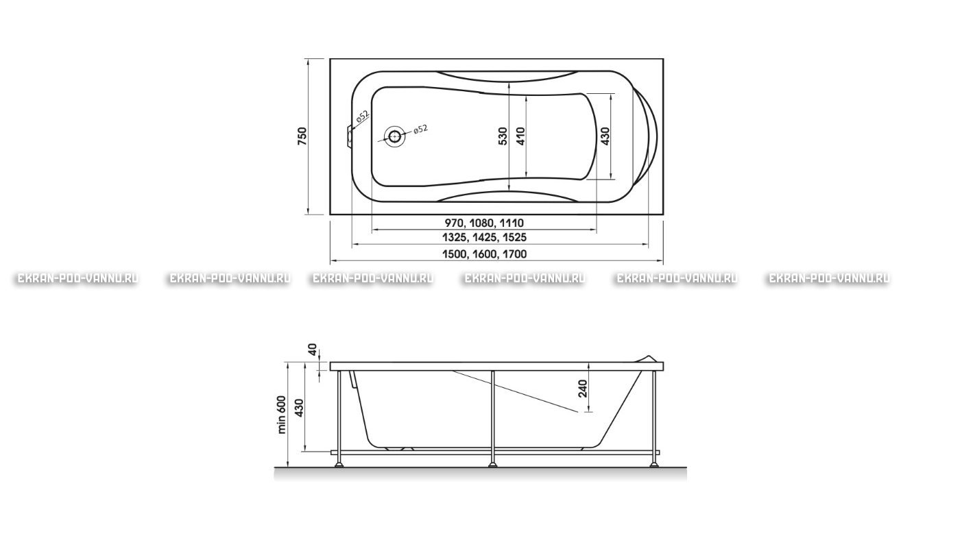 Акриловая ванна Relisan Elvira 150x75 – купить по цене 15260 руб. в интернет-магазине в городе Кемерово картинка 10