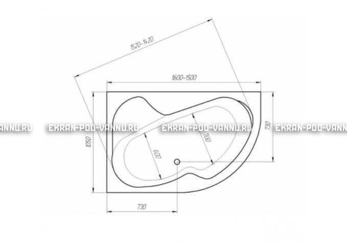 Акриловая ванна 1MarKa Aura 150x105 – купить по цене 16250 руб. в интернет-магазине в городе Кемерово картинка 3
