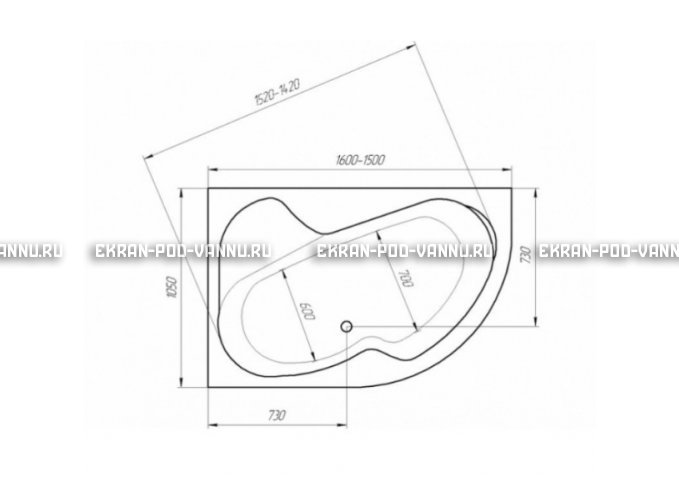 Акриловая ванна 1MarKa Imago 160x105 – купить по цене 16700 руб. в интернет-магазине в городе Кемерово картинка 3