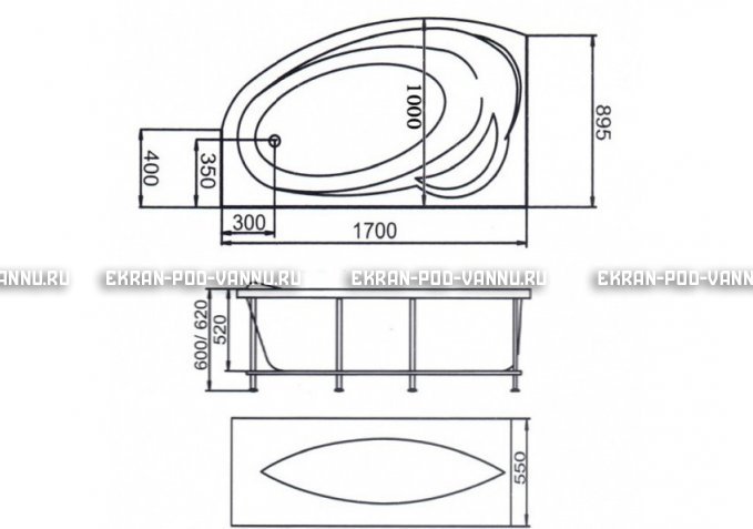 Акриловая ванна 1MarKa Julianna 170x100 – купить по цене 21320 руб. в интернет-магазине в городе Кемерово картинка 3