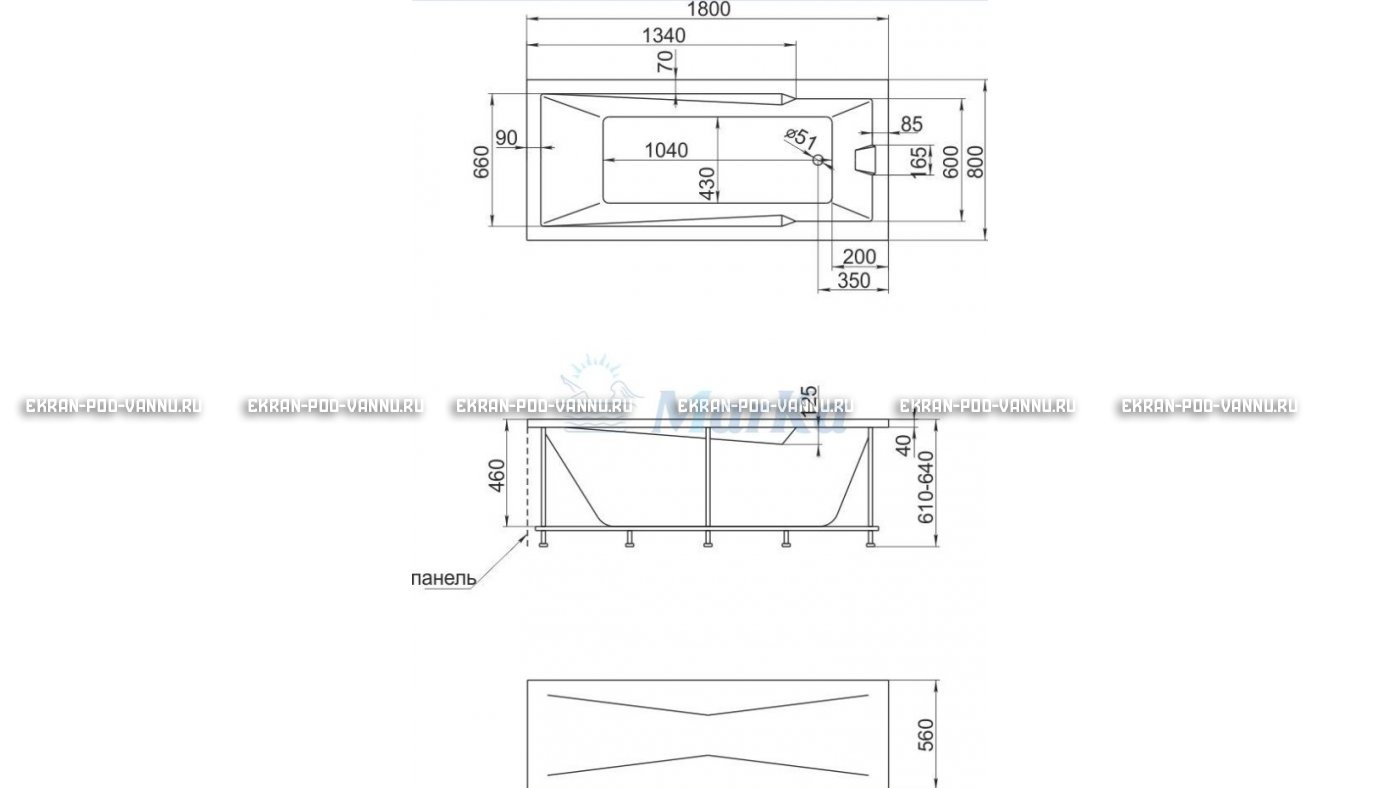 Акриловая ванна 1MarKa Raguza 180x80 – купить по цене 17854 руб. в интернет-магазине в городе Кемерово картинка 13