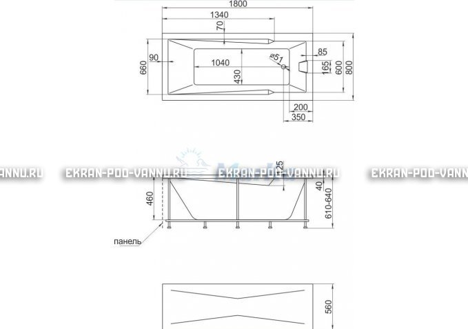 Акриловая ванна 1MarKa Raguza 180x80 – купить по цене 17854 руб. в интернет-магазине в городе Кемерово картинка 4