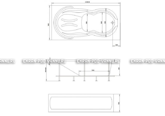 Акриловая ванна 1MarKa Taormina 180x90 – купить по цене 17670 руб. в интернет-магазине в городе Кемерово картинка 3