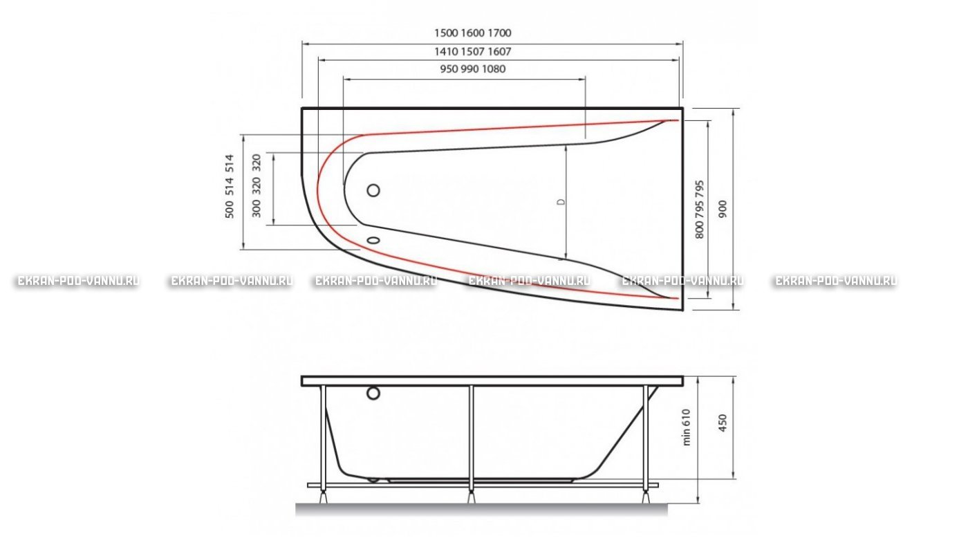 Акриловая ванна Vayer Boomerang 170x90 – купить по цене 47600 руб. в интернет-магазине в городе Кемерово картинка 10