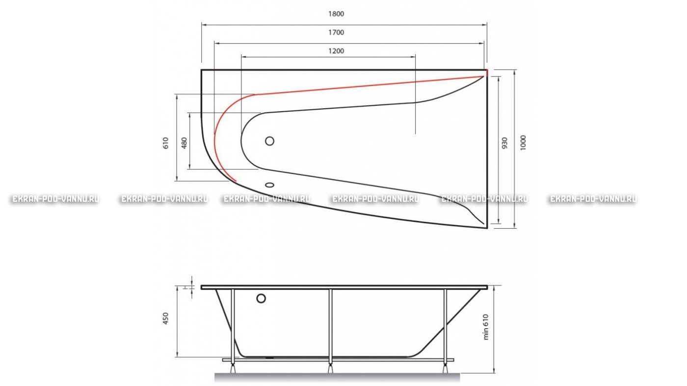 Акриловая ванна Vayer Boomerang 180x100 – купить по цене 53030 руб. в интернет-магазине в городе Кемерово картинка 13