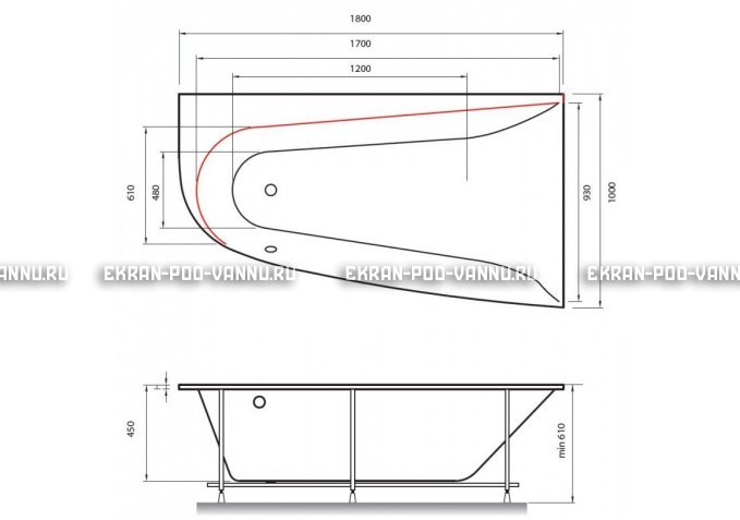 Акриловая ванна Vayer Boomerang 180x100 – купить по цене 53030 руб. в интернет-магазине в городе Кемерово картинка 2