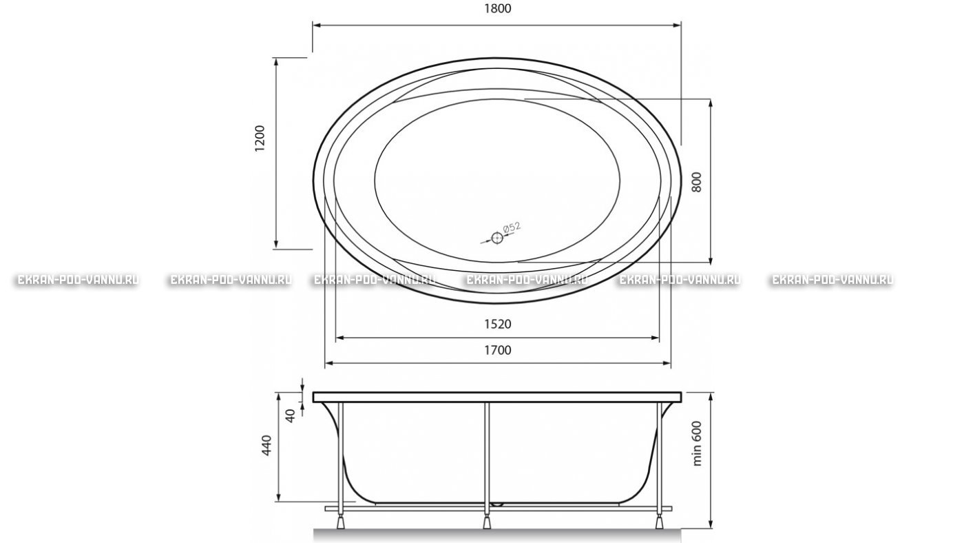 Акриловая ванна Vayer Opal 180x120 – купить по цене 33850 руб. в интернет-магазине в городе Кемерово картинка 13