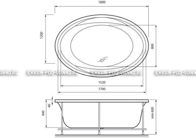 Акриловая ванна Vayer Opal 180x120 – купить по цене 33850 руб. в интернет-магазине в городе Кемерово картинка 4